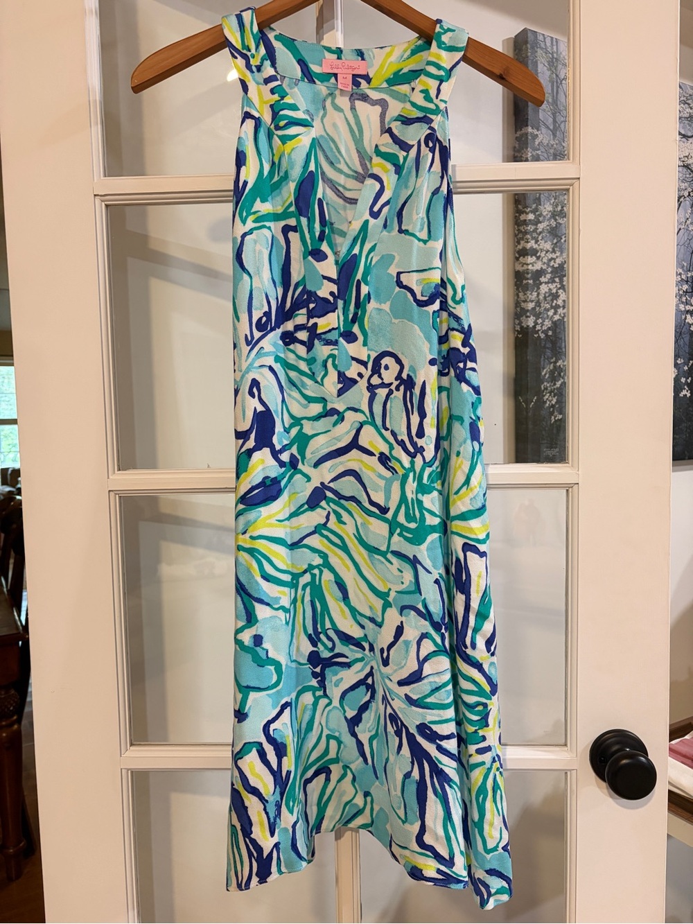 Lilly Pulitzer Achelle Dress Swing Mini Beachy Tropical Blue Green Medium Resort